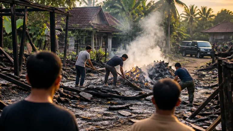 Polres Malang bakar sarana dugaan arena sabung ayam di Karangploso